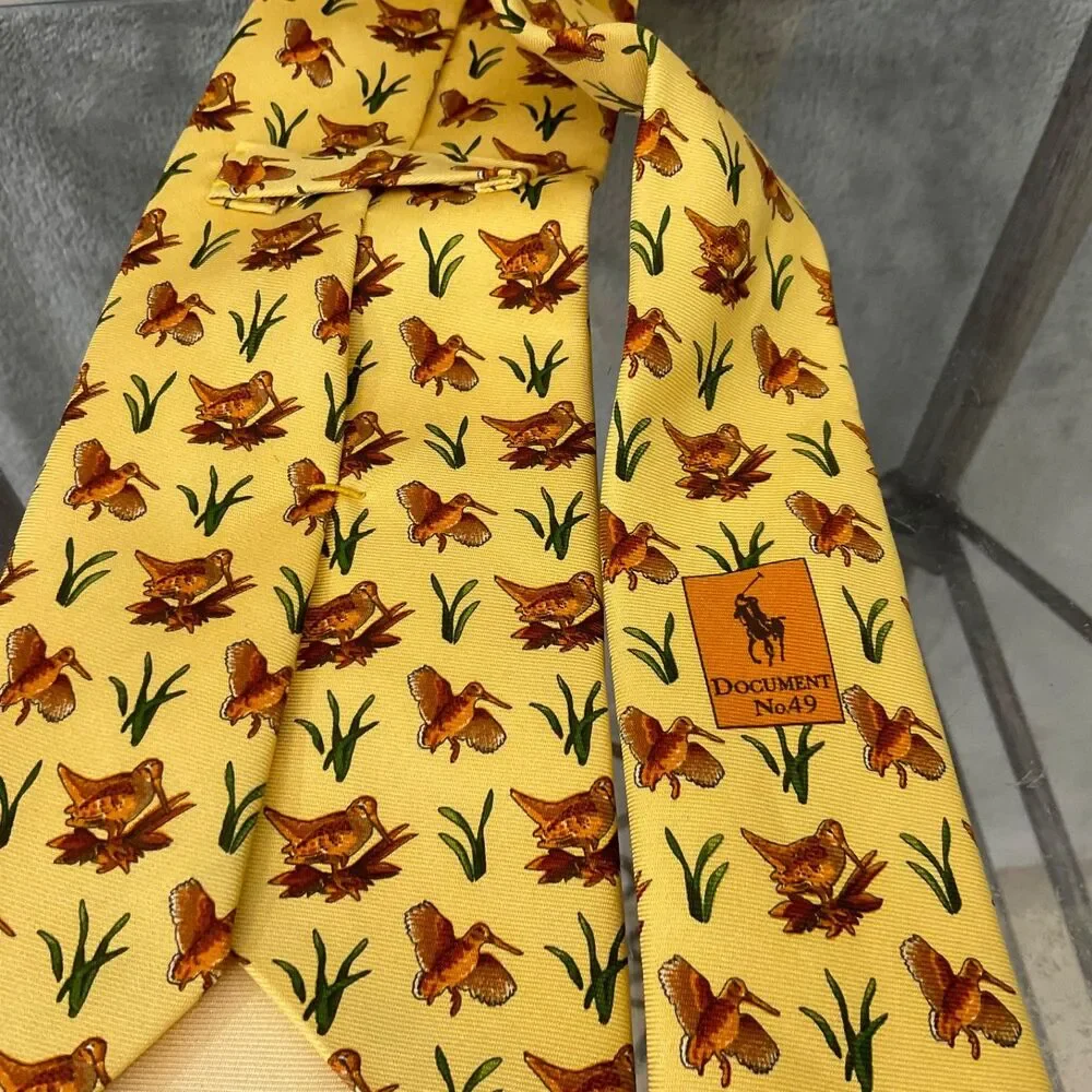POLO BY RALPH LAUREN Document No 49  Silk Tie Bird Print Hand made